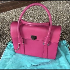 Tiffany & Co raspberry leather handbag